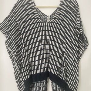 Navy and White Knit Top